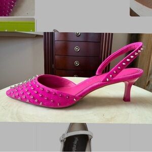 NWT: Gianni Bini Azurie Fuchsia Studded Slingback Heels 8.5